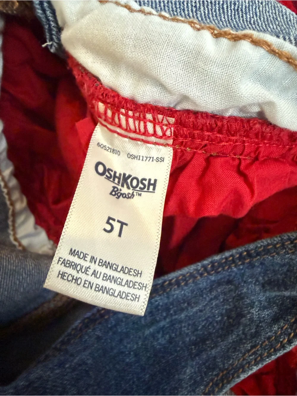 OshKosh B'gosh Red & Black Plaid Denim Overall Dress